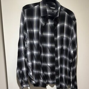 Express Black and White Casual Button Down Shirt